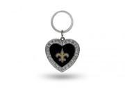 New Orleans Saints Bling Rhinestone Heart Keychain