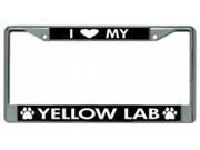 I Love My Yellow Lab Chrome License Plate Frame