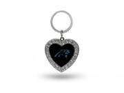 Carolina Panthers Bling Rhinestone Heart Keychain