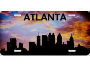 Atlanta Skyline Silhouette Metal License Plate