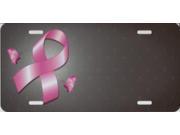 Offset Pink Ribbon With Butterflies License Plate