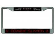 Zombie Slayer Chrome License Plate Frame