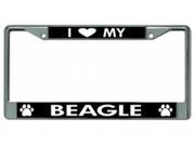 I Love My Beagle Chrome License Plate Frame