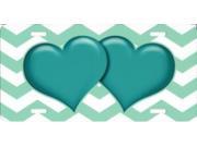 Teal Hearts On Chevron Metal License Plate