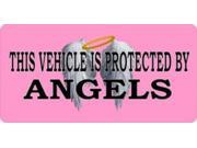 Vehicle Protected By Angels Pink Photo License Plate