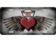 Registered Nurse RN Heart With Wings Metal License Plate