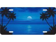 Blue Ocean Scene Palm Moon License Plate