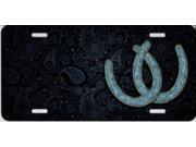 Offset Cowgirl Horseshoe Filigree License Plate