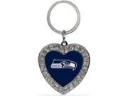Seattle Seahawks Bling Rhinestone Heart Keychain