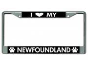 I Love My Newfoundland Chrome License Plate Frame