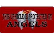Vehicle Protected By Angels Red Photo License Plate