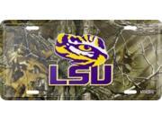 LSU Louisiana State Tigers Woodland Metal License Plate