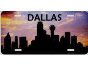Dallas Skyline Silhouette Metal License Plate