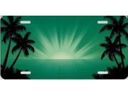 Green Ocean Scene Palm Sunrise License Plate
