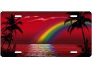 Rainbow Palm Trees on Red Airbrush License Plate Free Names on this Air Brush