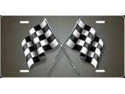 Checkered Flags on Gray License Plate Free Personalization on this Plate