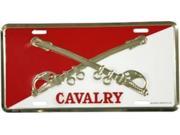 Cavalry Crossed Swords Red White License Plate