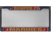 Marines Semper Fi Chrome License Plate Frame Free Screw Caps Included