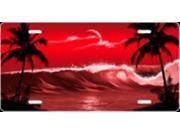 Palm Wave Red Airbrush License Plate Free Names on this Air Brush