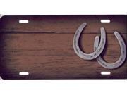 Double Horseshoes Wood Offset Airbrush License Plate Free Names on Air Brush