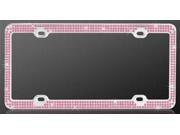 Chrome Coating Metal Triple Row Pink Diamond Frame