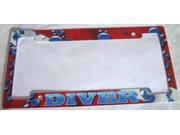 Dive Flag with Bubbles License Plate Frame