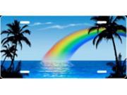 Rainbow Palms Blue Airbrush License Plate Free Names on this Air Brush