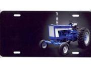 Blue Tractor on Black Airbrush License Plate Free Personalization on Air Brush