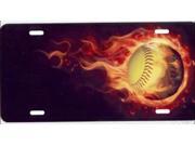 Softball with Real Flames License Plate Free Personalization on this plate
