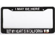 My Heart Is In California License Plate Frame Free Screw Caps with this Frame