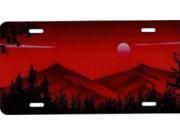 Mountains on Red Airbrushed License Plate Free Names on this Air Brush