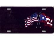 US Puerto Rican Crossed Flags Offset Airbrush License Plate Free Names on Air Brush