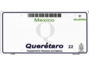 Queretaro Mexico Look A Like Metal License Plate All wording is Free