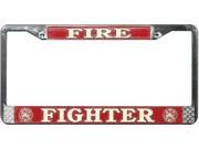 Fire Fighter Chrome License Plate Frame Free Screw Caps with this Frame