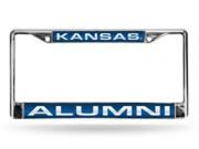 Kansas Jayhawks Alumni Laser Chrome License Frame. Free Screw Caps Included