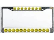 Smiley Face On White Photo License Plate Frame Free Screw Caps Included