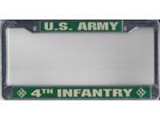 U.S. Army 4th Infantry Chrome License Plate Frame
