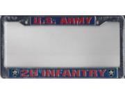 U.S. Army 2d Infantry Chrome License Plate Frame Free Screw Caps with this Frame