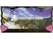 Chrome With Pink Hearts License Plate Frame