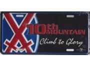 10th Mountain Climb To Glory Metal License Plate