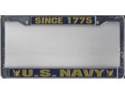 U.S. Navy Since 1775 Chrome License Plate Frame Free Screw Caps Included