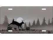 Forest Deer Jumping on Gray License Plate