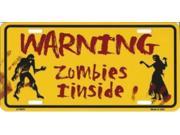Warning Zombies Inside Metal License Plate