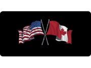 USA Canada Crossed Flags Photo License Plate Free Personalization on this Plate
