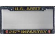 U.S. Army 25th Infantry Chrome License Plate Frame Free Screw Caps with this Frame