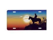 Sunrise Cowboy Full Color License Plate Free Personalization on this Plate