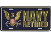 Navy Retired Metal License Plate