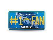 San Diego Chargers 1 Fan Glitter License Plate