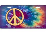 Offset Peace Sign on Tie Dye License Plate Free Names on this Plate