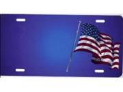 American Flag on Blue Offset Airbrush License Plate Free Names on Air Brush